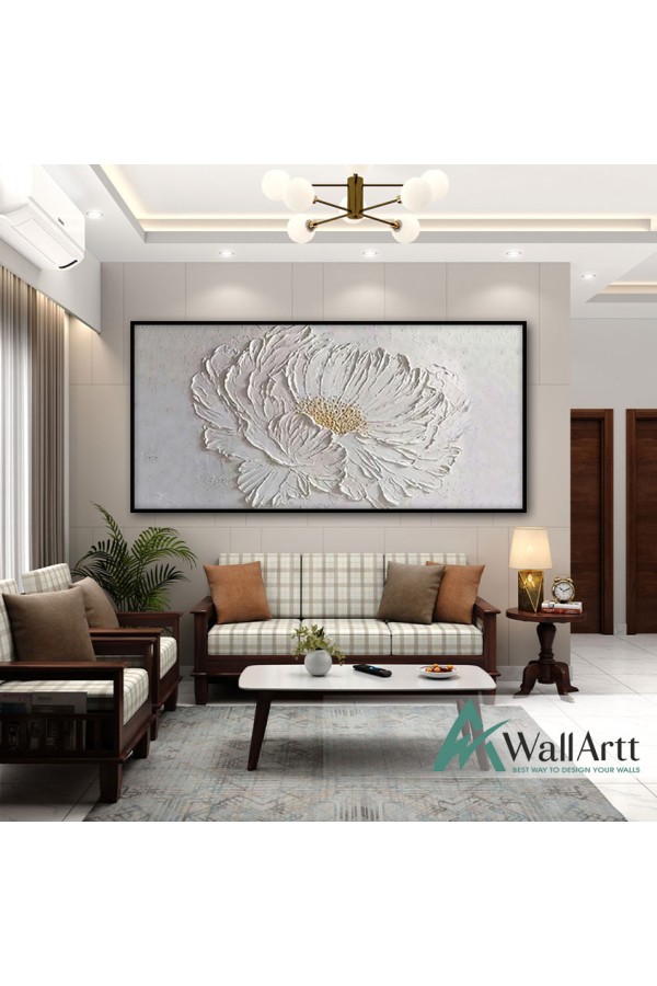 Flower with Golden Buds 3d Heavy Textured Partial Oil Painting